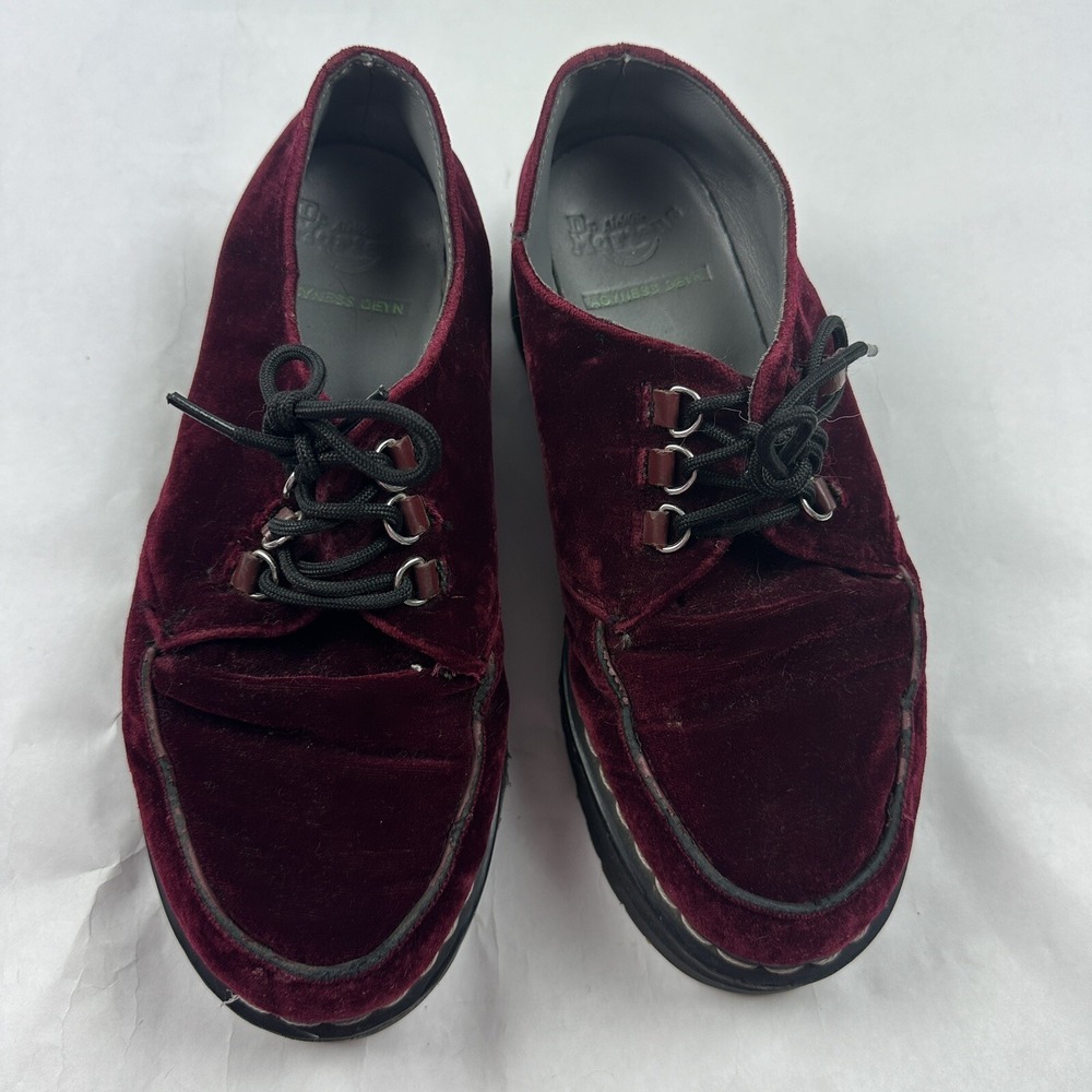 Dr Martens Aggy Creeper 1461 Red‎ Velvet Chunky Platform Boots Agyness Deyn 10 - Picture 10 of 12